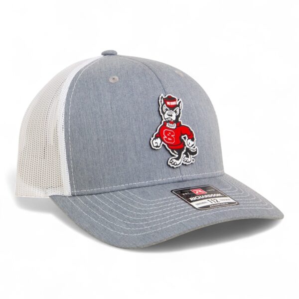NC State Wolfpack Strutting Wolf 3D Snapback Trucker Hat- Heather Grey/ White