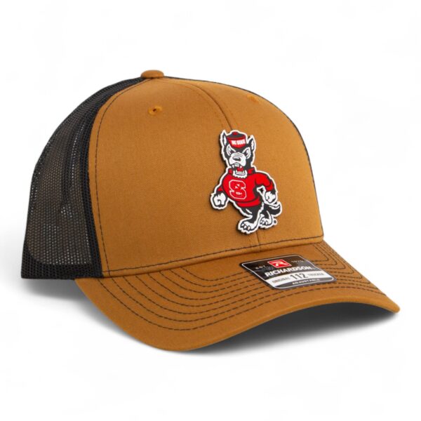NC State Wolfpack Strutting Wolf 3D Snapback Trucker Hat- Carmel/ Black
