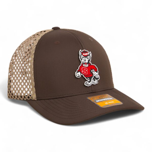 NC State Wolfpack Strutting Wolf 3D Snapback Tilikum Trucker Hat- Brown/ Tan