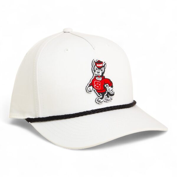 NC State Wolfpack Strutting Wolf 3D Five Panel Classic Rope Hat- White/ Black