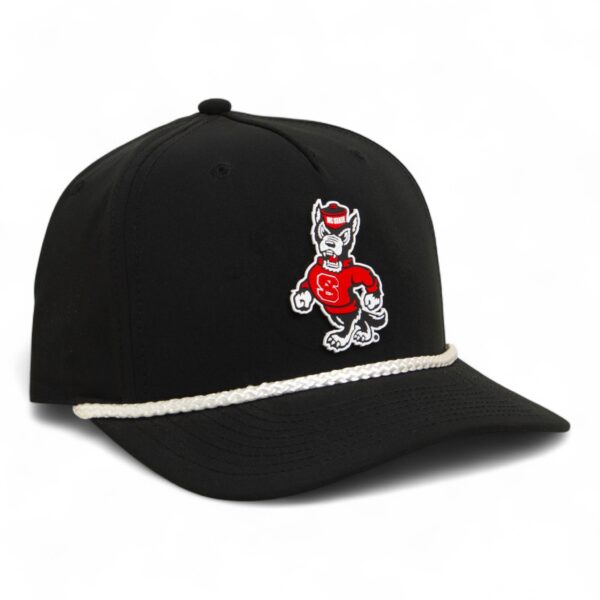 NC State Wolfpack Strutting Wolf 3D Five Panel Classic Rope Hat- Black/ White