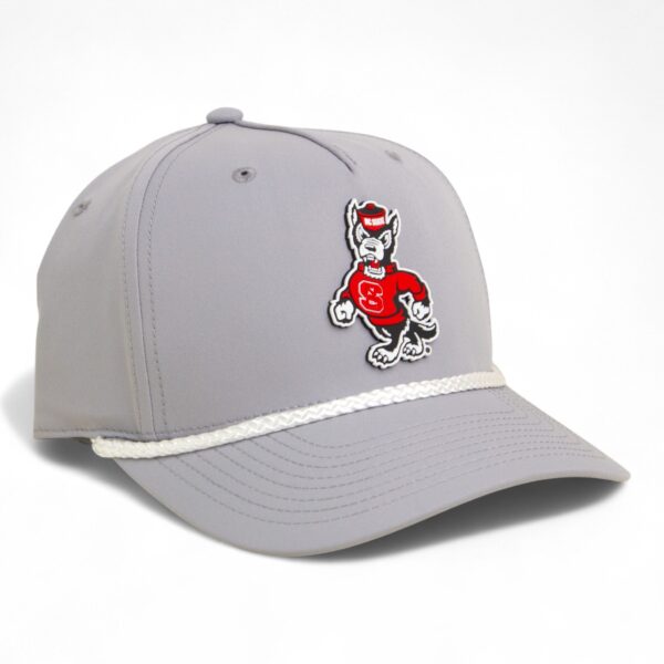 NC State Wolfpack Strutting Wolf 3D Five Panel Classic Rope Hat- Grey/ White