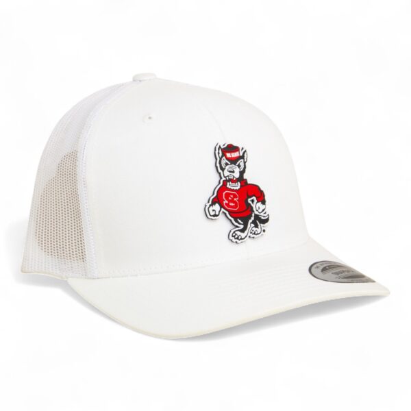 NC State Wolfpack Strutting Wolf 3D YP Snapback Trucker Hat- White
