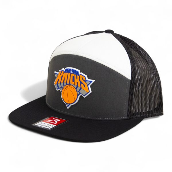 New York Knicks 3D Snapback Seven-Panel Flat Bill Trucker Hat- Charcoal/ White/ Black