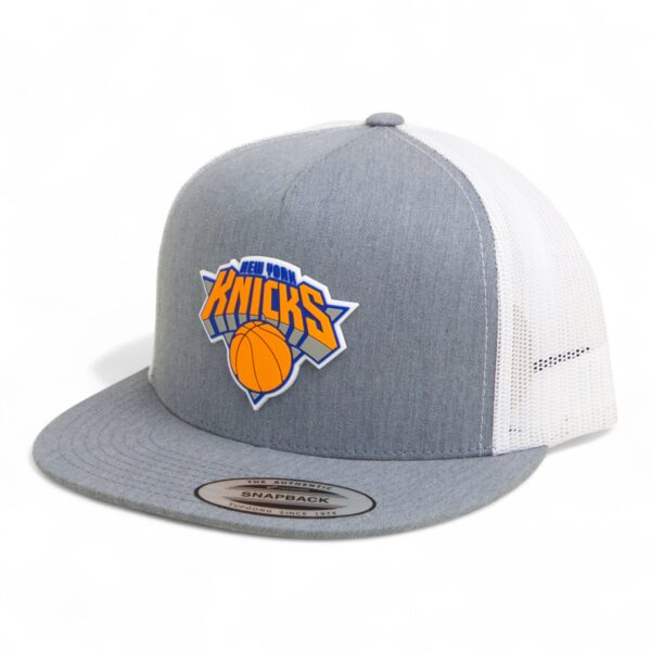 New York Knicks 3D YP Snapback Flat Bill Trucker Hat- Heather Grey/ White