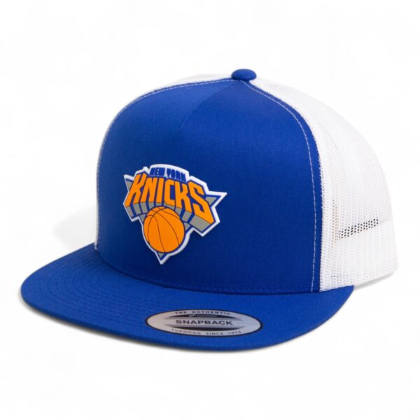 New York Knicks 3D YP Snapback Flat Bill Trucker Hat- Royal/ White