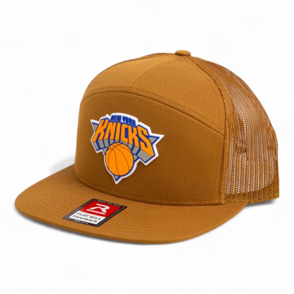 New York Knicks 3D Snapback Seven-Panel Flat Bill Trucker Hat- Caramel