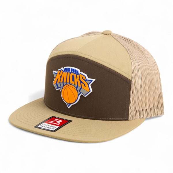 New York Knicks 3D Snapback Seven-Panel Flat Bill Trucker Hat- Brown/ Tan