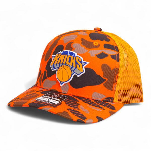 New York Knicks Snapback Trucker Hat- Blaze Duck Camo/ Blaze