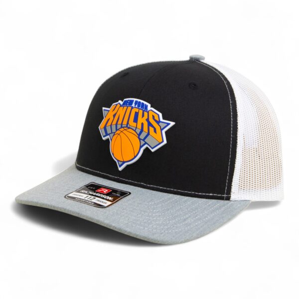 New York Knicks Snapback Trucker Hat- Black/ White/ Heather Grey