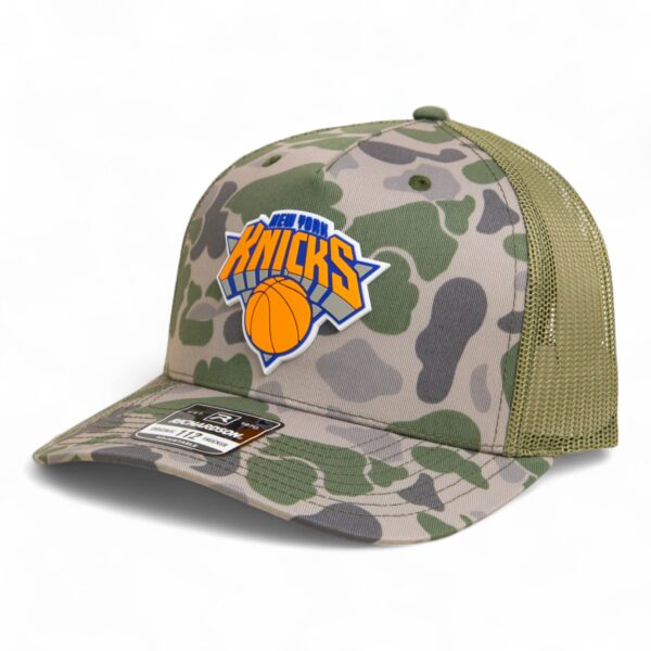 New York Knicks Snapback Trucker Hat- Marsh Duck Camo/ Loden