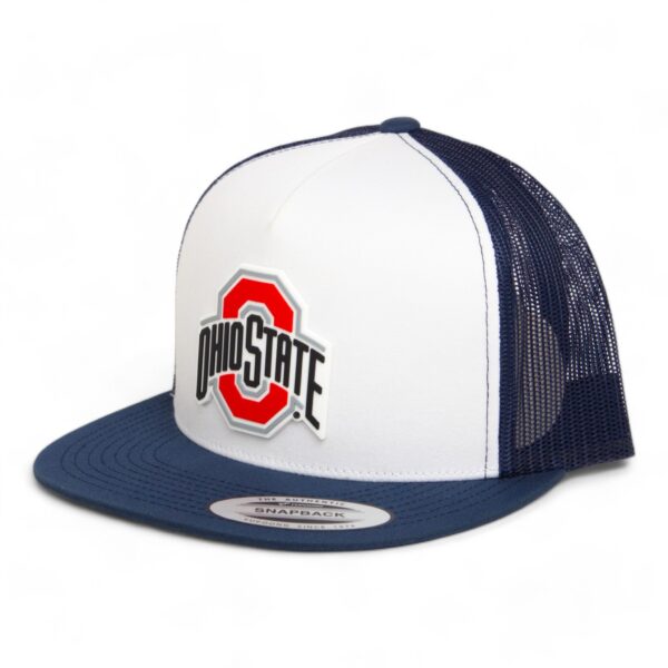 Ohio State Buckeyes 3D YP Snapback Flat Bill Trucker Hat- Navy/ White