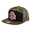 Ohio State Buckeyes 3D Snapback Seven-Panel Flat Bill Trucker Hat- Black/ Camo/ Loden