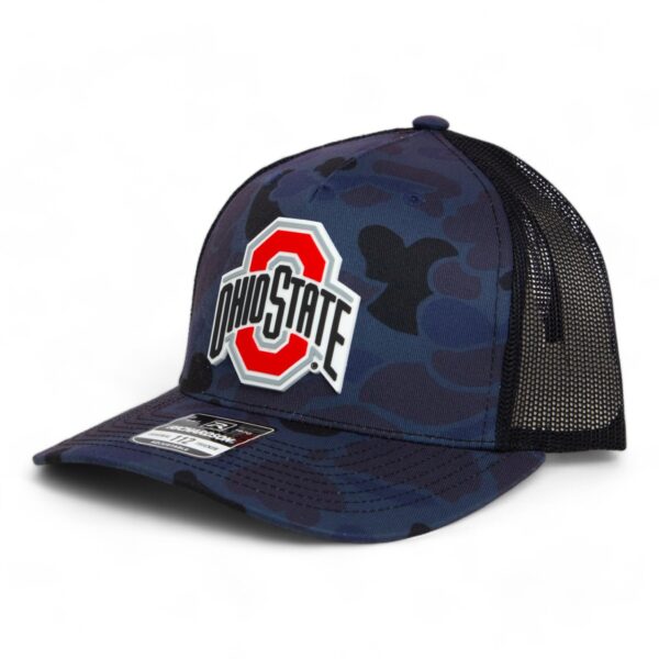 Ohio State Buckeyes 3D Snapback Trucker Hat- Admiral Duck Camo/ Black