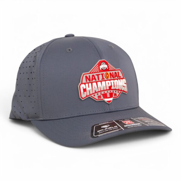 Ohio State Buckeyes 2024 CFP National Champions 3D Laser Perf R-Flex Cap- Charcoal