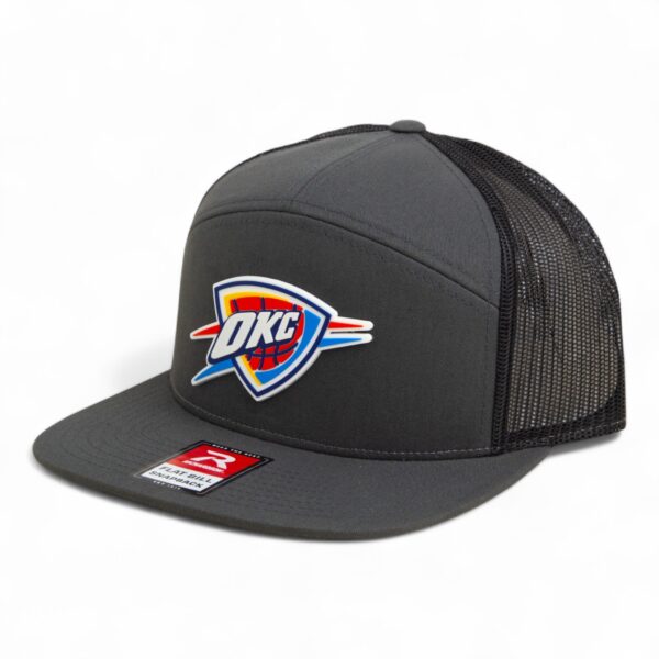 Oklahoma City Thunder 3D Snapback Seven-Panel Flat Bill Trucker Hat- Charcoal/ Black