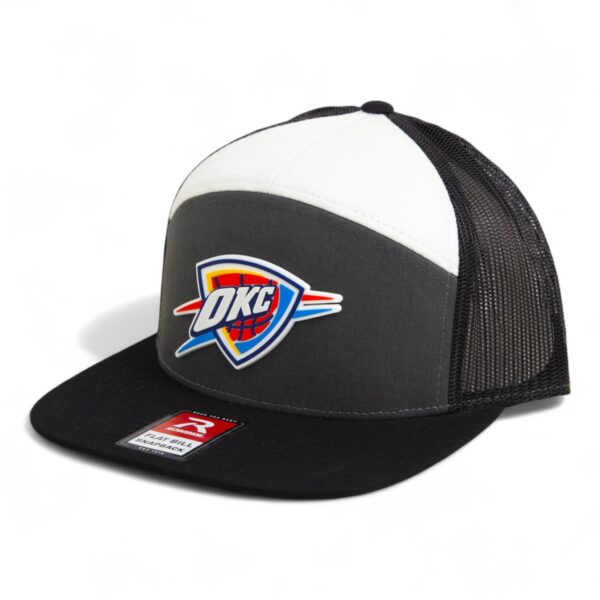 Oklahoma City Thunder 3D Snapback Seven-Panel Flat Bill Trucker Hat- Charcoal/ White/ Black