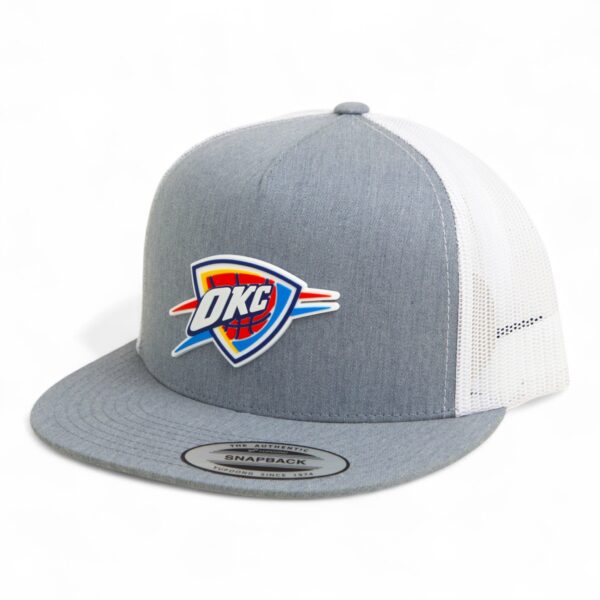 Oklahoma City Thunder 3D YP Snapback Flat Bill Trucker Hat- Heather Grey/ White