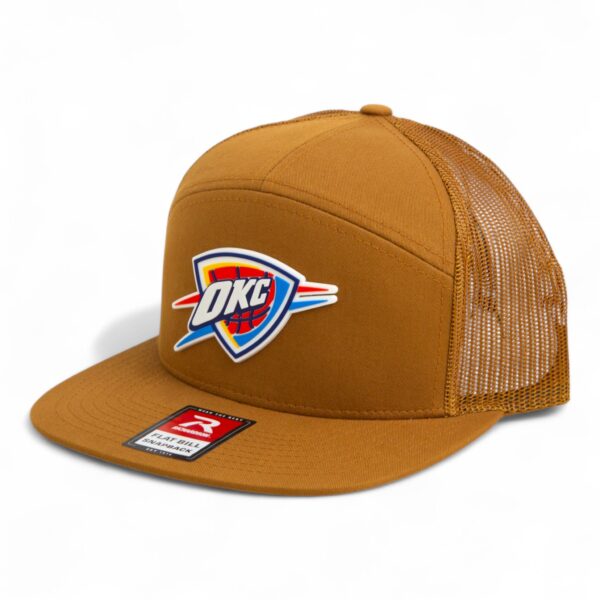Oklahoma City Thunder 3D Snapback Seven-Panel Flat Bill Trucker Hat- Caramel