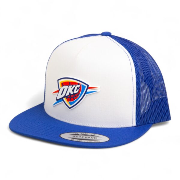Oklahoma City Thunder 3D YP Snapback Flat Bill Trucker Hat- White/ Royal