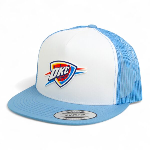 Oklahoma City Thunder 3D YP Snapback Flat Bill Trucker Hat- White/ Columbia Blue