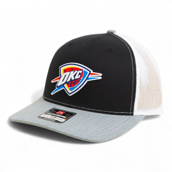 Oklahoma City Thunder Snapback Trucker Hat- Black/ White/ Heather Grey