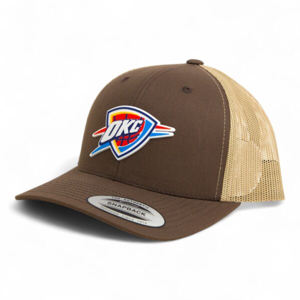 Oklahoma City Thunder 3D YP Snapback Trucker Hat- Brown/ Tan