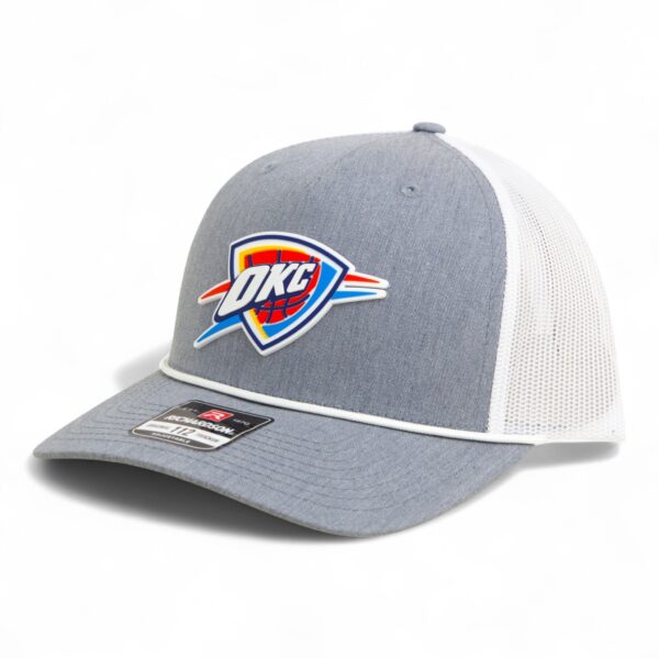 Oklahoma City Thunder Snapback Trucker Rope Hat- Heather Grey/ White