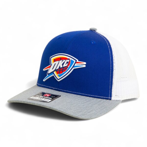 Oklahoma City Thunder Snapback Trucker Hat- Royal/ White/ Heather Grey