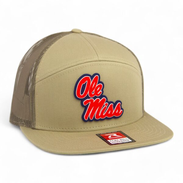 Ole Miss Rebels 3D Snapback Seven-Panel Flat Bill Trucker Hat- Pale Loden