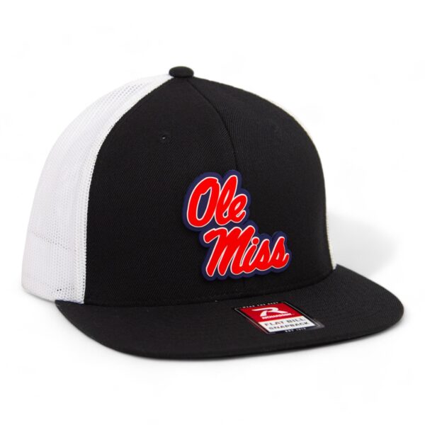 Ole Miss Rebels 3D Wool Blend Flat Bill Hat- Black/ White