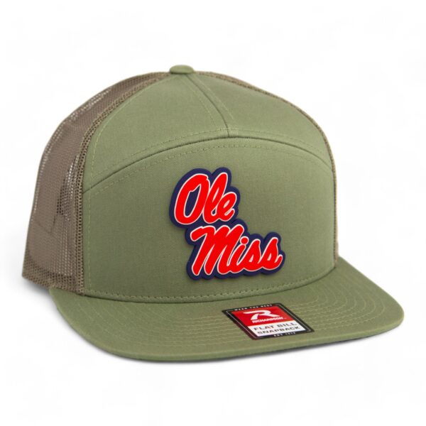 Ole Miss Rebels 3D Snapback Seven-Panel Flat Bill Trucker Hat- Loden Green