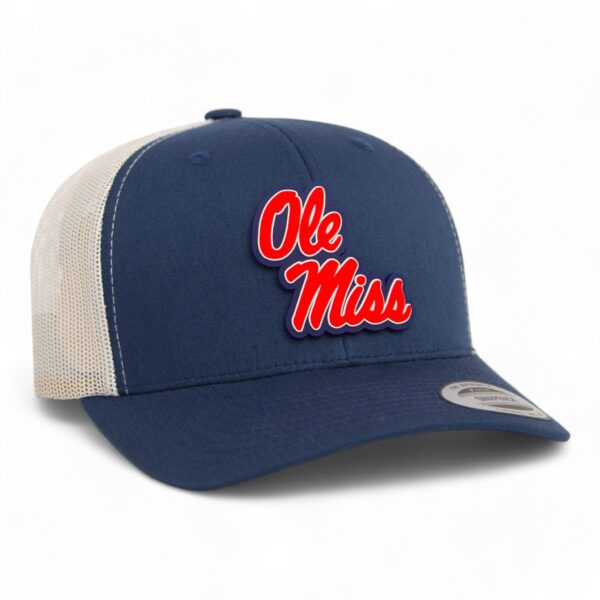 Ole Miss Rebels 3D YP Snapback Trucker Hat- Navy/ Silver