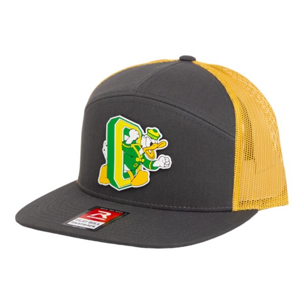 Oregon Ducks Retro 3D Snapback Seven-Panel Flat Bill Trucker Hat- Charcoal/ Old Gold
