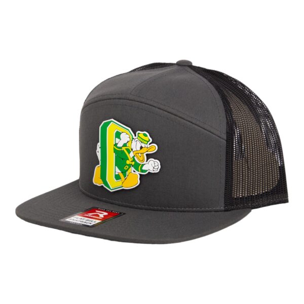 Oregon Ducks Retro 3D Snapback Seven-Panel Flat Bill Trucker Hat- Charcoal/ Black