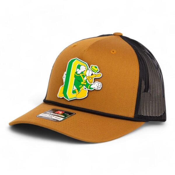Oregon Ducks Retro 3D Snapback Trucker Rope Hat- Caramel/ Black