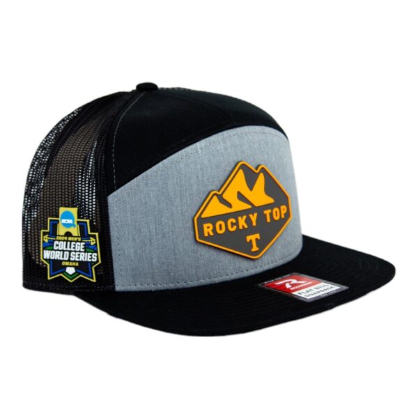 Tennessee Volunteers 2024 Men's College World Series 3D Snapback Seven-Panel Flat Bill Trucker Hat- Heather Grey/ Black