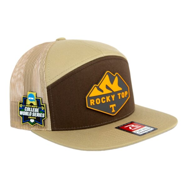 Tennessee Volunteers 2024 Men's College World Series 3D Snapback Seven-Panel Flat Bill Trucker Hat- Brown/ Tan