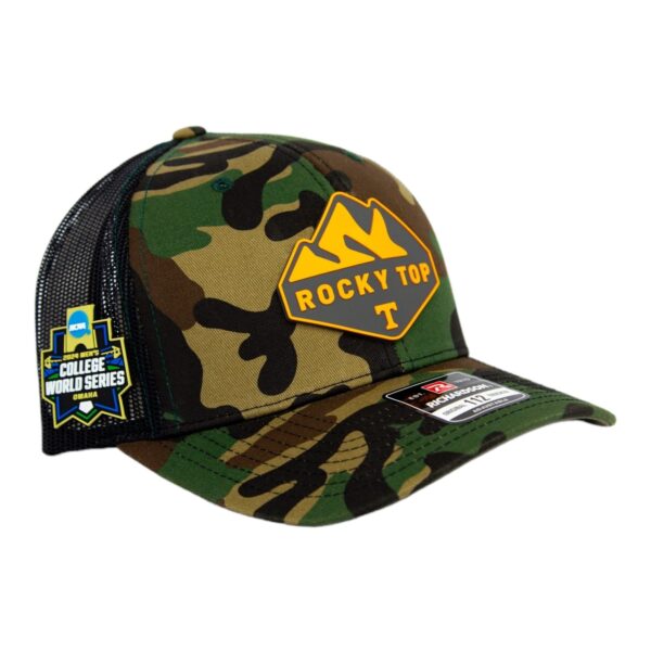 Tennessee Volunteers 2024 Men's College World Series 3D Snapback Trucker Hat- Army Camo/ Black