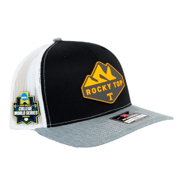 Tennessee Volunteers 2024 Men's College World Series 3D Snapback Trucker Hat- Black/ White/ Heather Grey