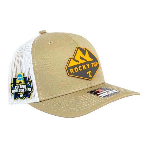 Tennessee Volunteers 2024 Men's College World Series 3D Snapback Trucker Hat- Tan/ White