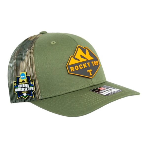 Tennessee Volunteers 2024 Men's College World Series 3D Snapback Trucker Hat- Loden/ Green Camo