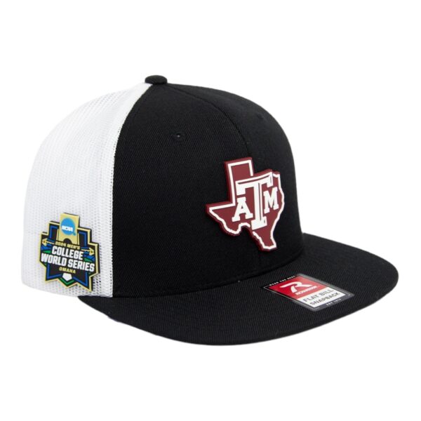 Texas A&M Aggies 2024 Men's College World Series 3D Wool Blend Flat Bill Hat- Black/ White