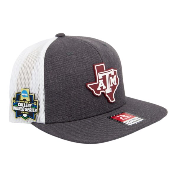 Texas A&M Aggies 2024 Men's College World Series 3D Wool Blend Flat Bill Hat- Heather Charcoal/ White