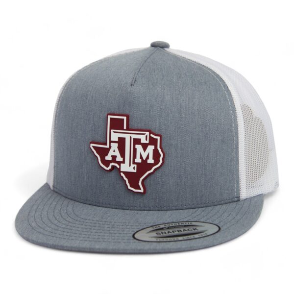 Texas A&M Aggies 3D YP Snapback Flat Bill Trucker Hat- Heather Grey/ White