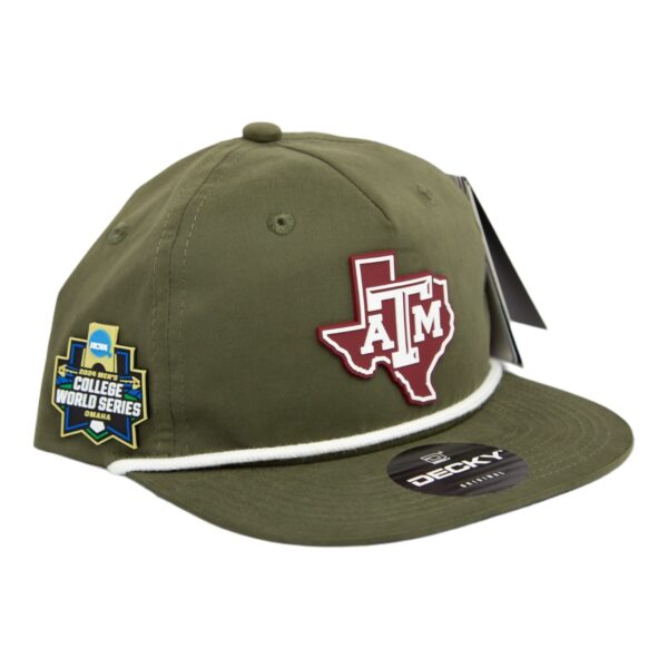 Texas A&M Aggies 2024 Men's College World Series 3D Classic Rope Hat- Olive/ White