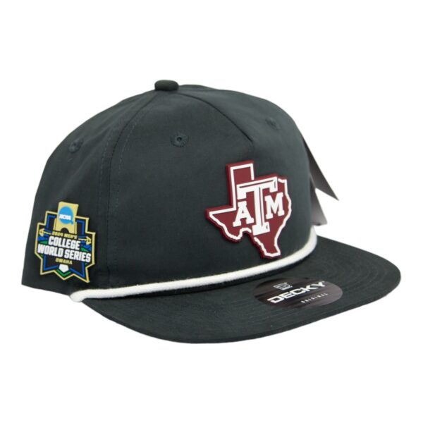Texas A&M Aggies 2024 Men's College World Series 3D Classic Rope Hat- Charcoal/ White