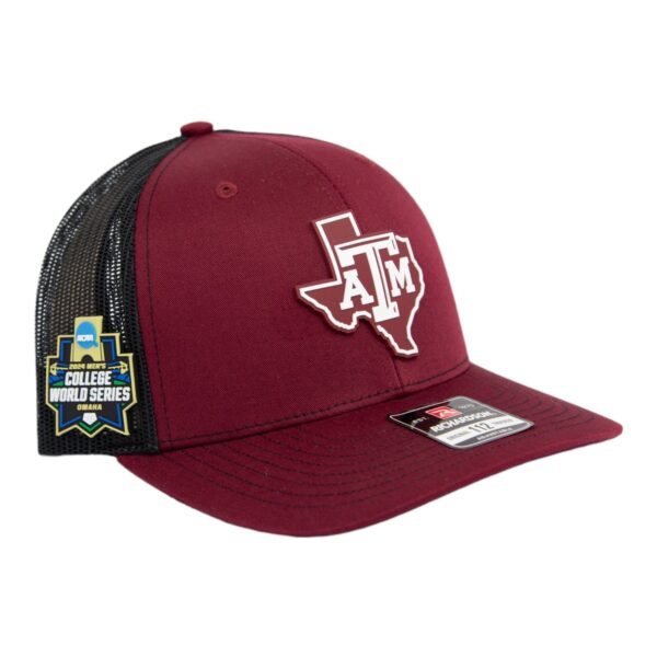 Texas A&M Aggies 2024 Men's College World Series 3D Snapback Trucker Hat- Cardinal/ Black