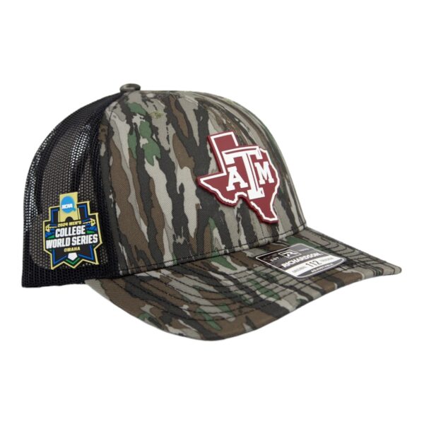 Texas A&M Aggies 2024 Men's College World Series 3D Snapback Trucker Hat- Realtree Original/ Black