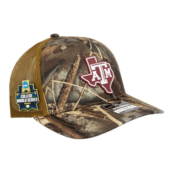 Texas A&M Aggies 2024 Men's College World Series 3D Snapback Trucker Hat- Realtree Max 7/ Buck